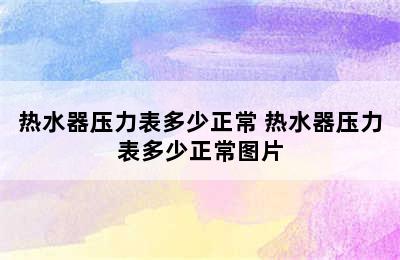 热水器压力表多少正常 热水器压力表多少正常图片